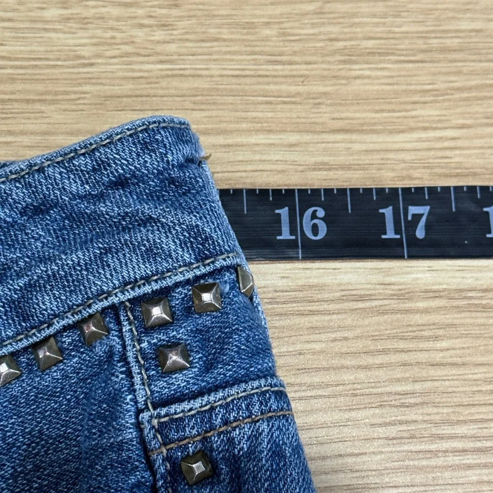 VTG Y2k American Eagle Studded Denim‎ mini micro Shorts Womens Size 4 festival